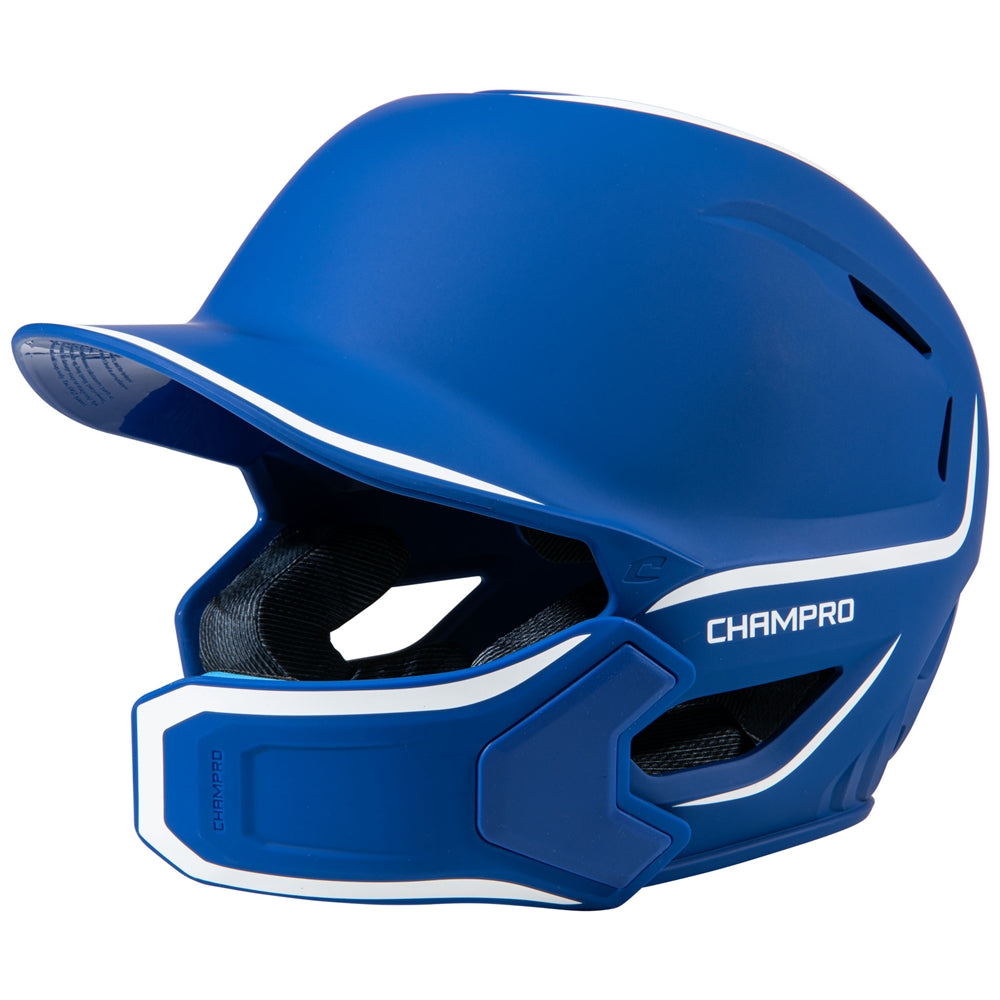 HXE Matte Baseball Helmet w/Jaw Guard ROYAL M