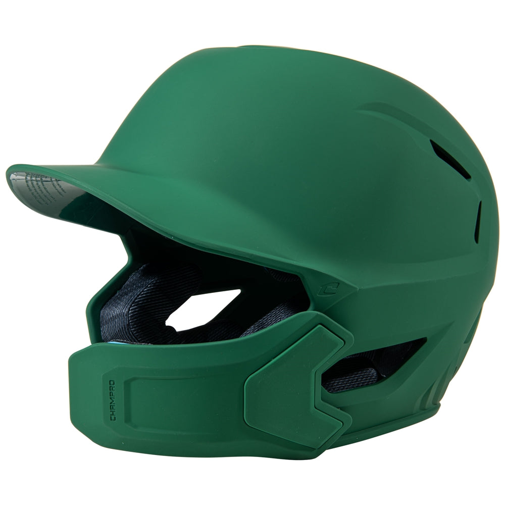 HXE Matte Baseball Helmet w/Jaw Guard FORESTGREEN L