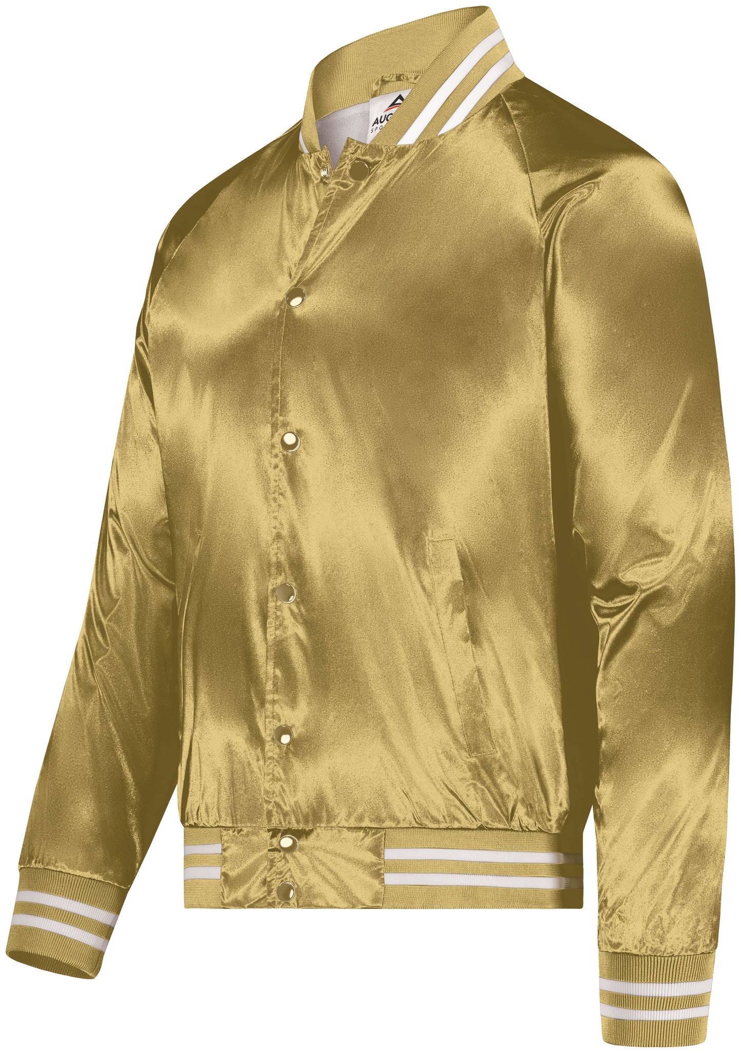SATIN BASEBALL JACKET/STRIPED TRIM