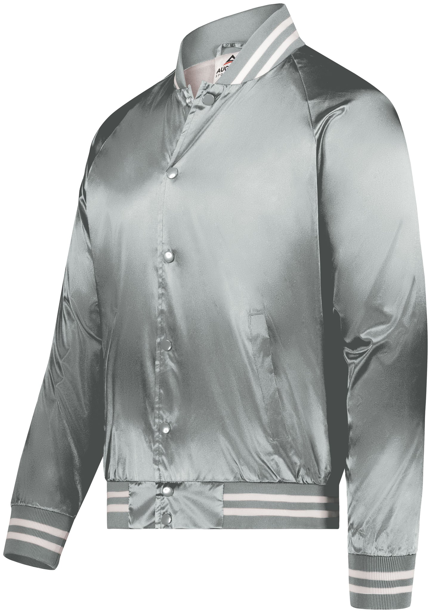 SATIN BASEBALL JACKET/STRIPED TRIM