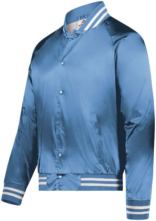SATIN BASEBALL JACKET/STRIPED TRIM