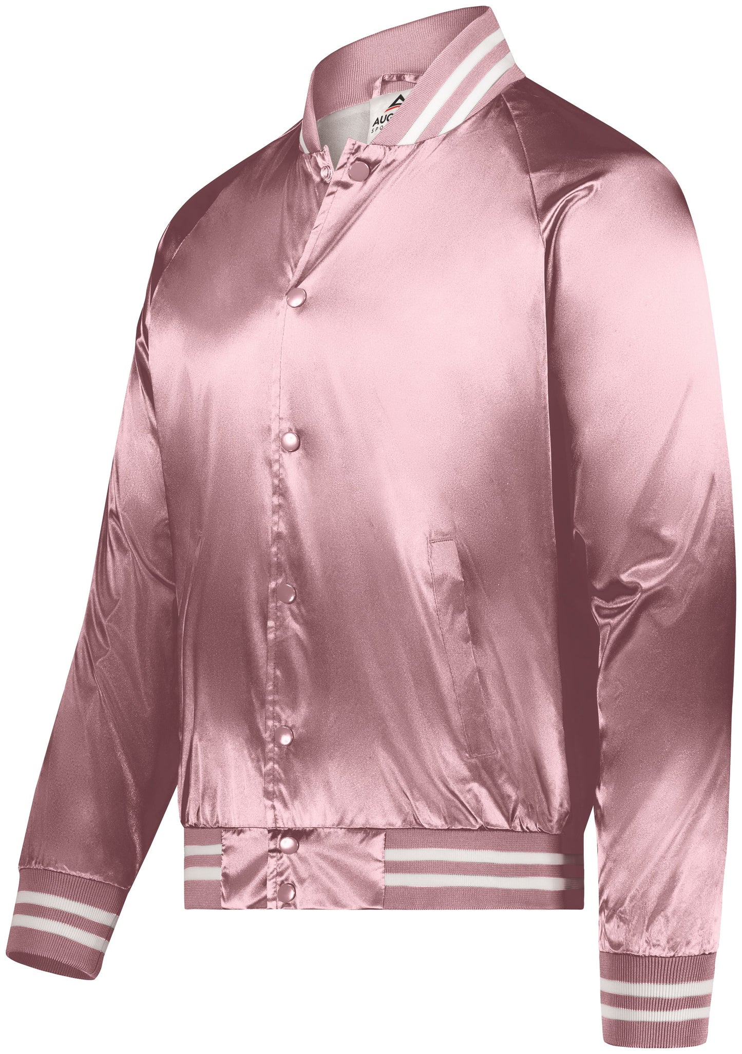 SATIN BASEBALL JACKET/STRIPED TRIM
