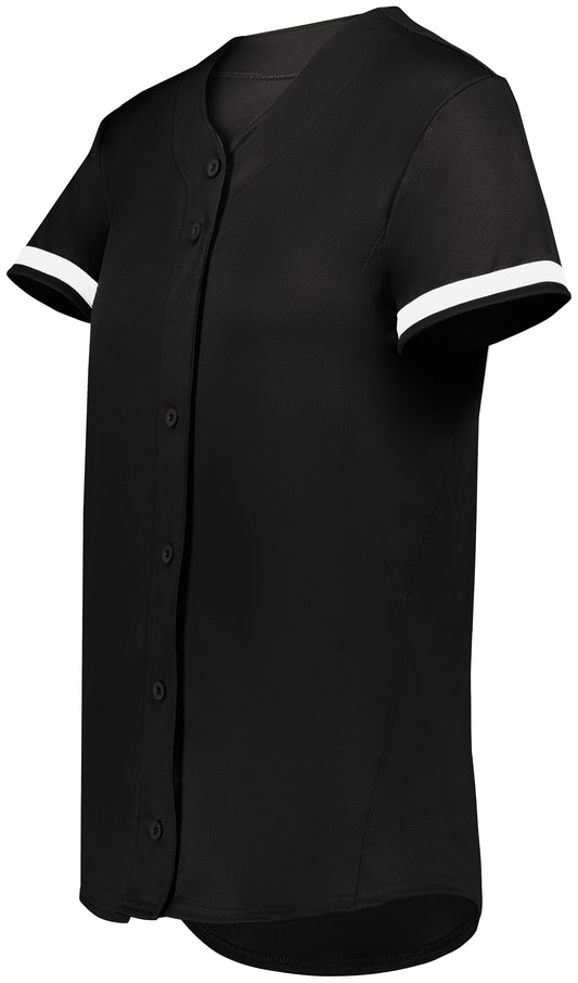 LADIES CUTTER+ FULL BUTTON SOFTBALL JERSEY