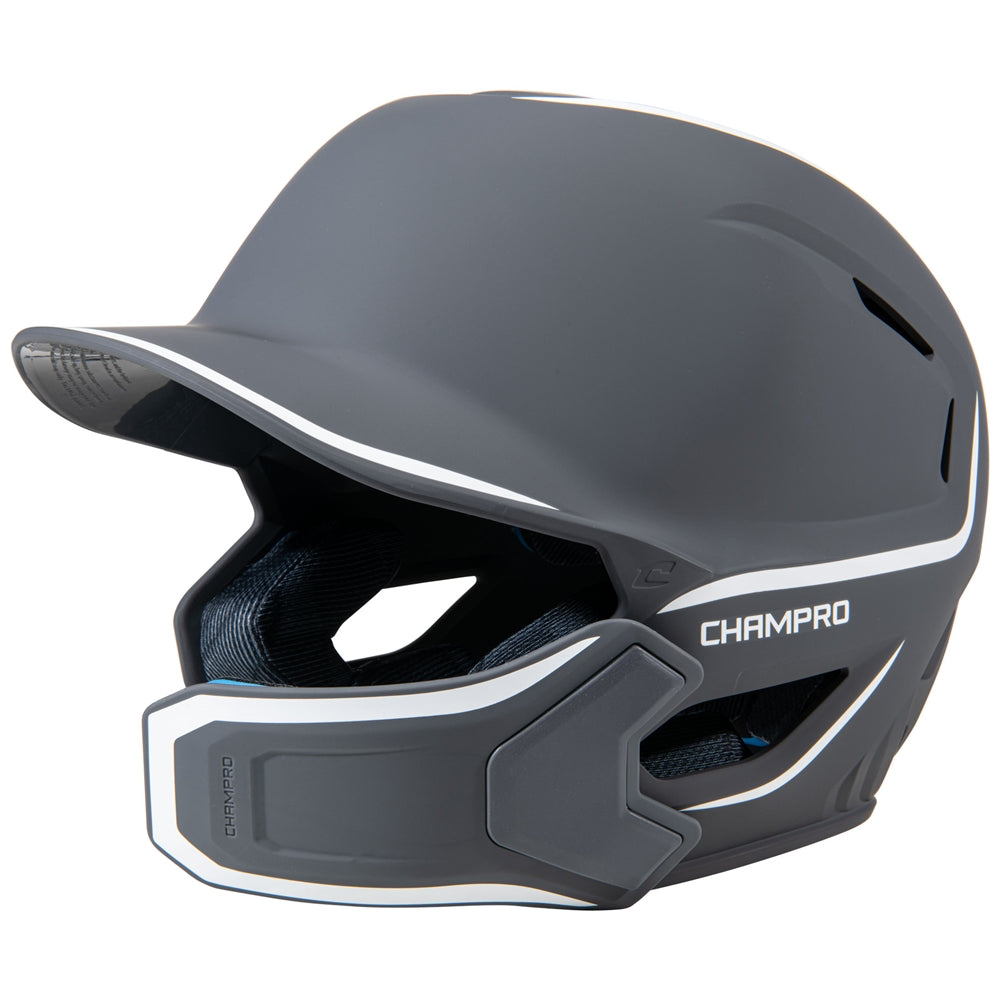 HXE Matte Baseball Helmet w/Jaw Guard GRAPHITE M