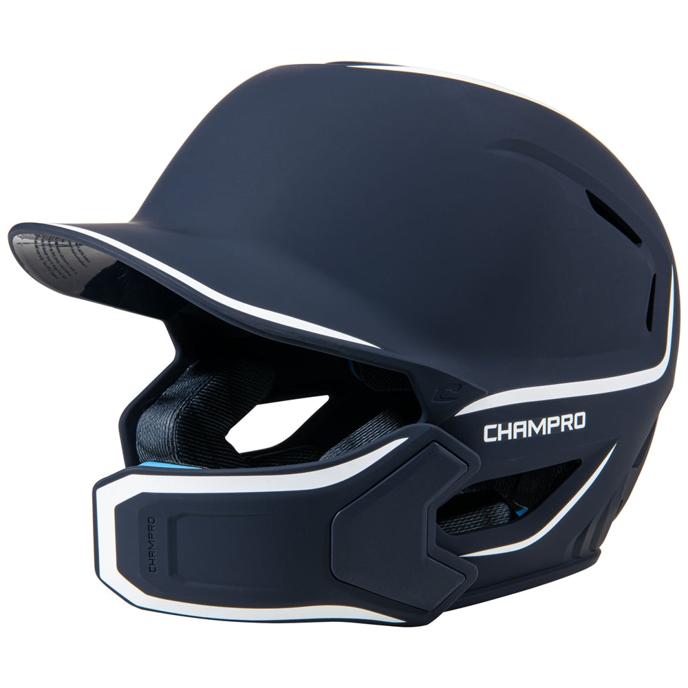 HXE Matte Baseball Helmet w/Jaw Guard NAVY M