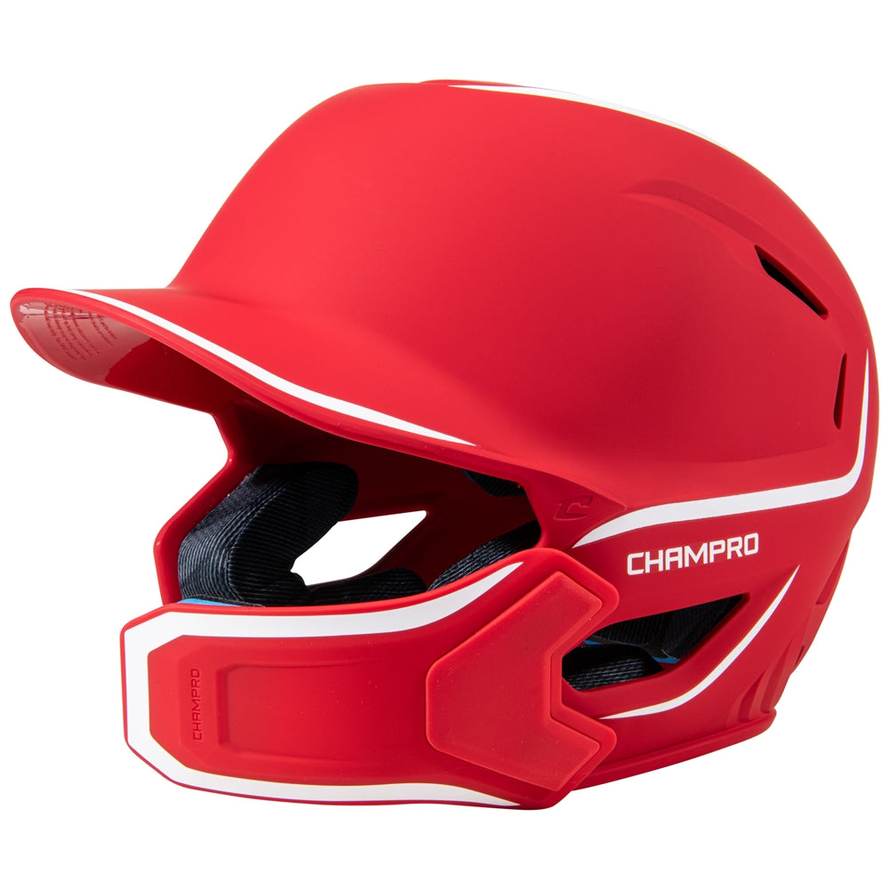 HXE Matte Baseball Helmet w/Jaw Guard SCARLET M