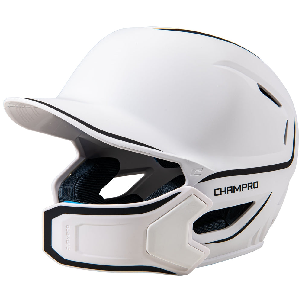 HXE Matte Baseball Helmet w/Jaw Guard WHITE M