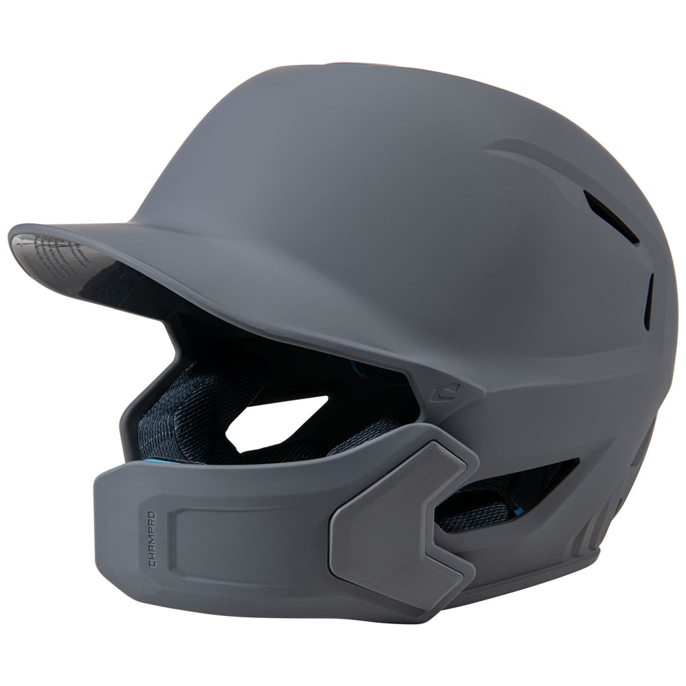 HXE Matte Baseball Helmet w/Jaw Guard GRAPHITE XL