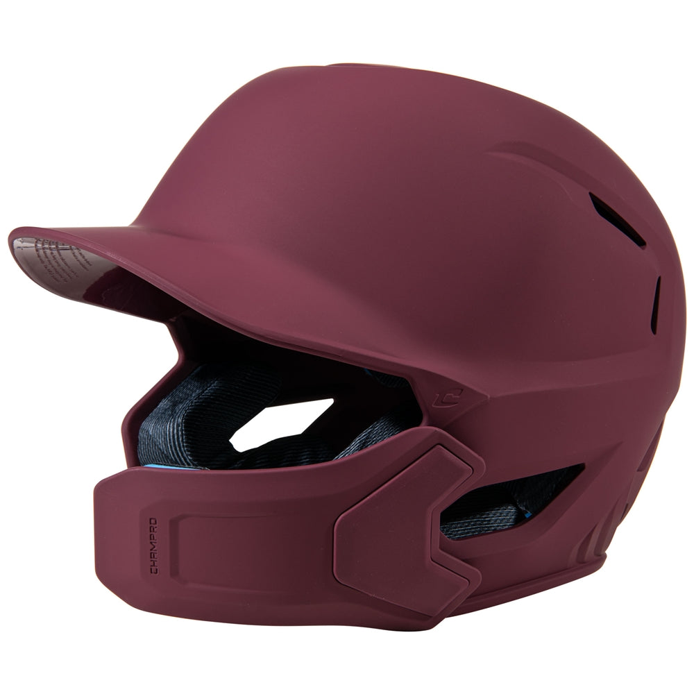 HXE Matte Baseball Helmet w/Jaw Guard MAROON M